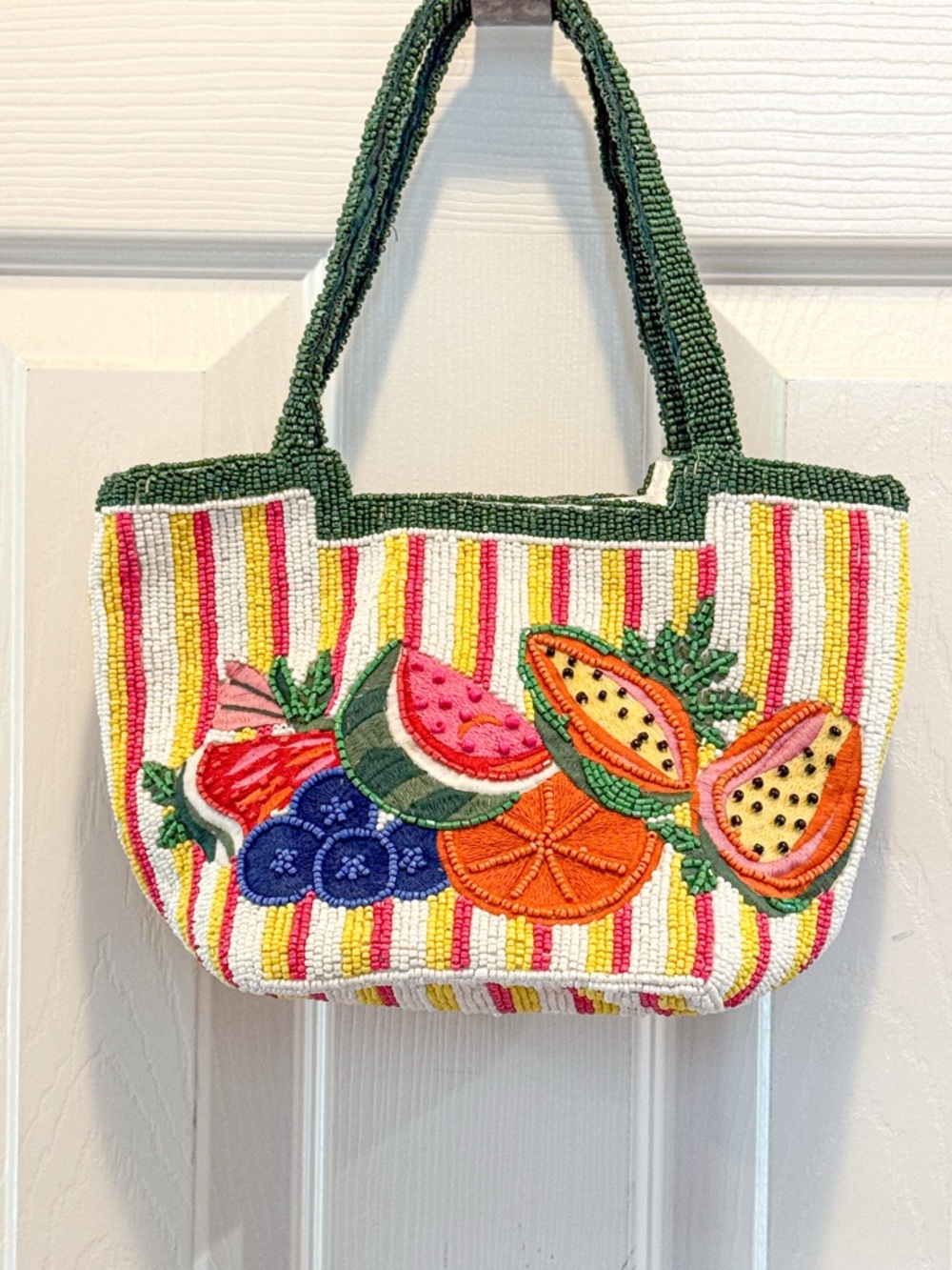 Beaded Fruit Tote Bag | Handmade India Statement Purse Trend back to school